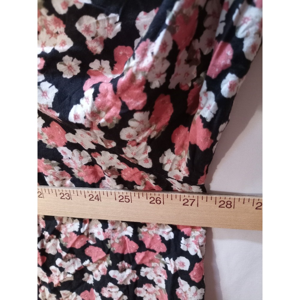 Faded Glory Smocked Neck Tassel Tie Women's Peasant Blouse Top, 4X, Floral - Picture 3 of 5